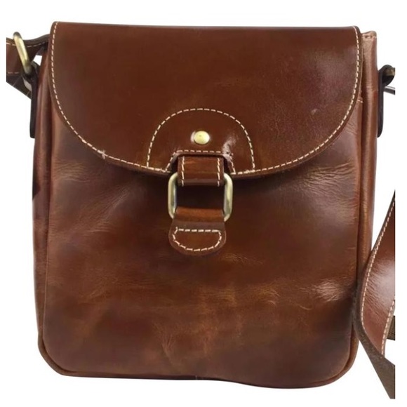 Jack Georges fine leather brown crossbody bag - Picture 1 of 6